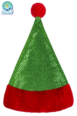 CAPPELLO NATALE LUSSO PAILLETTES VERDE